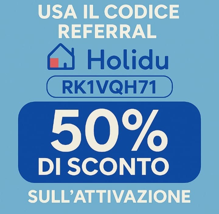 Codice referral Holidu - Sconto Speciale del 50% 1 codice referral holidu