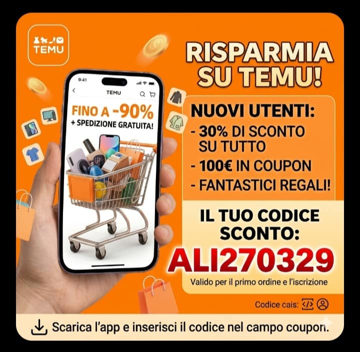 Codice Promo Temu: Sconto Esclusivo e pacchetto coupon da 100€ 1 codice promo temu